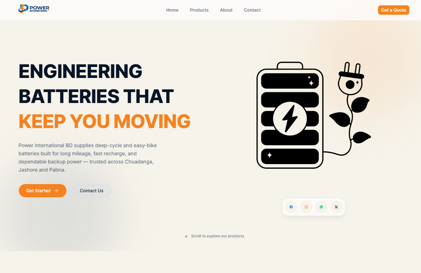 Power International BD — Battery Manufacturing project screenshot by hakaluki.dev