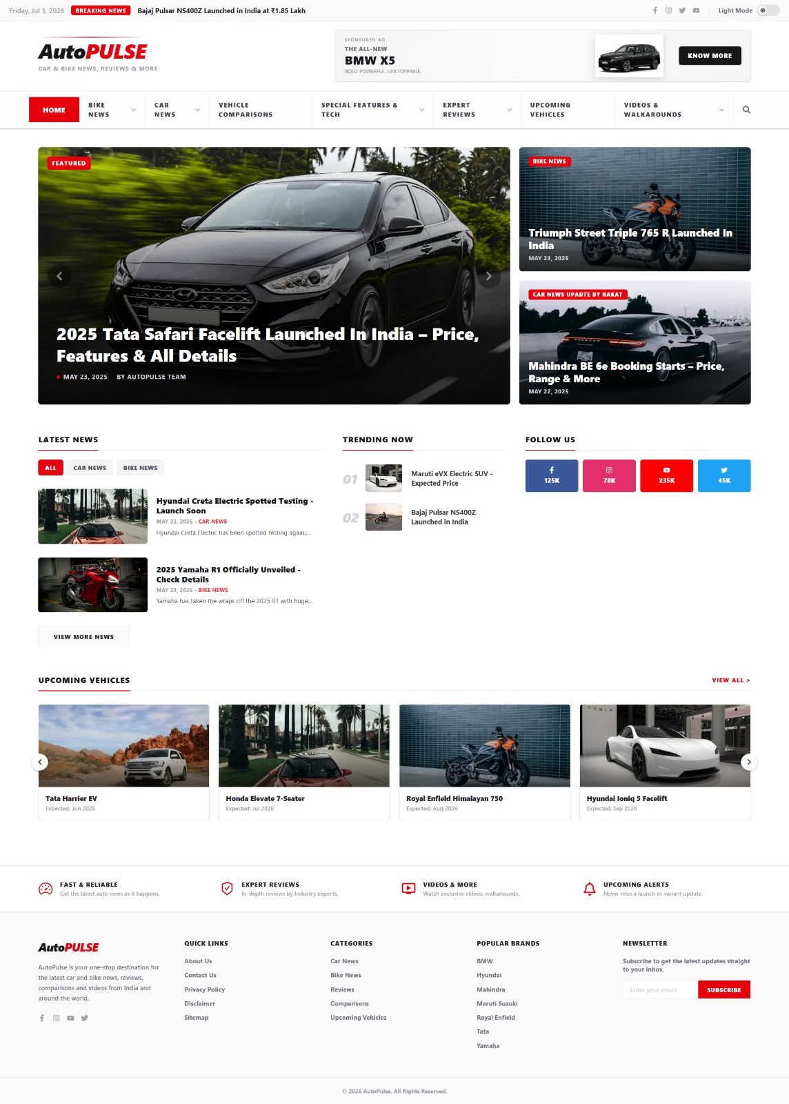 AutoPulse — Automotive News Portal project screenshot by hakaluki.dev